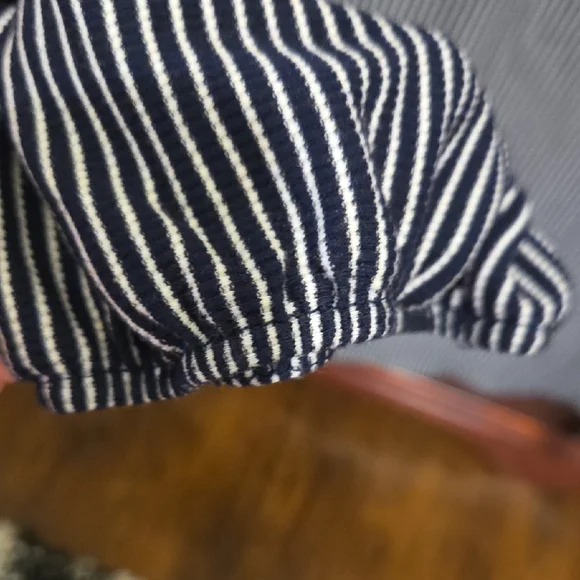 Westbound Woman Dark Blue And White Striped Long Sleeve Top - Picture 4 of 8